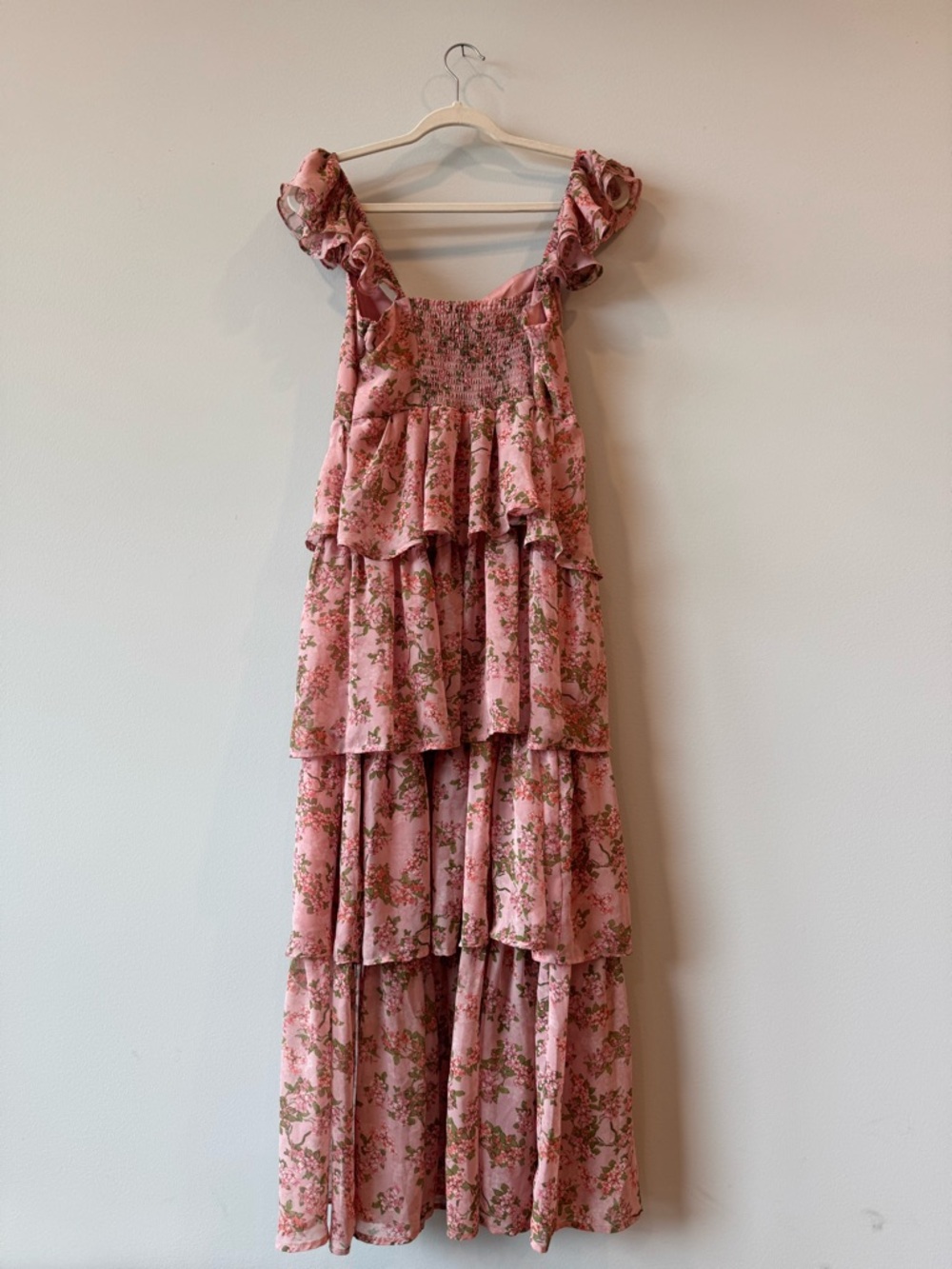Astr the Label Pink Floral Ruffle Maxi Dress Wedding Guest large L - Picture 9 of 15